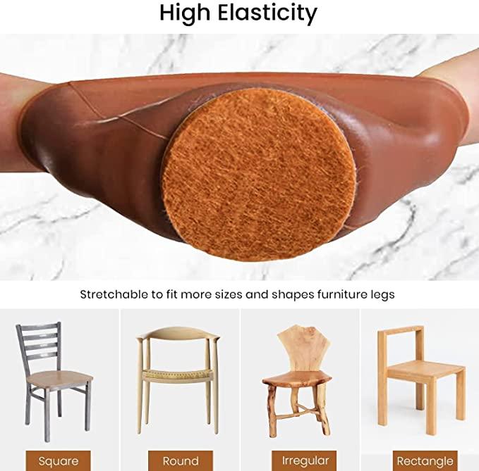 Silicone Chair Leg Covers with Felt Bottom – Pack of 6 (Multicolour)